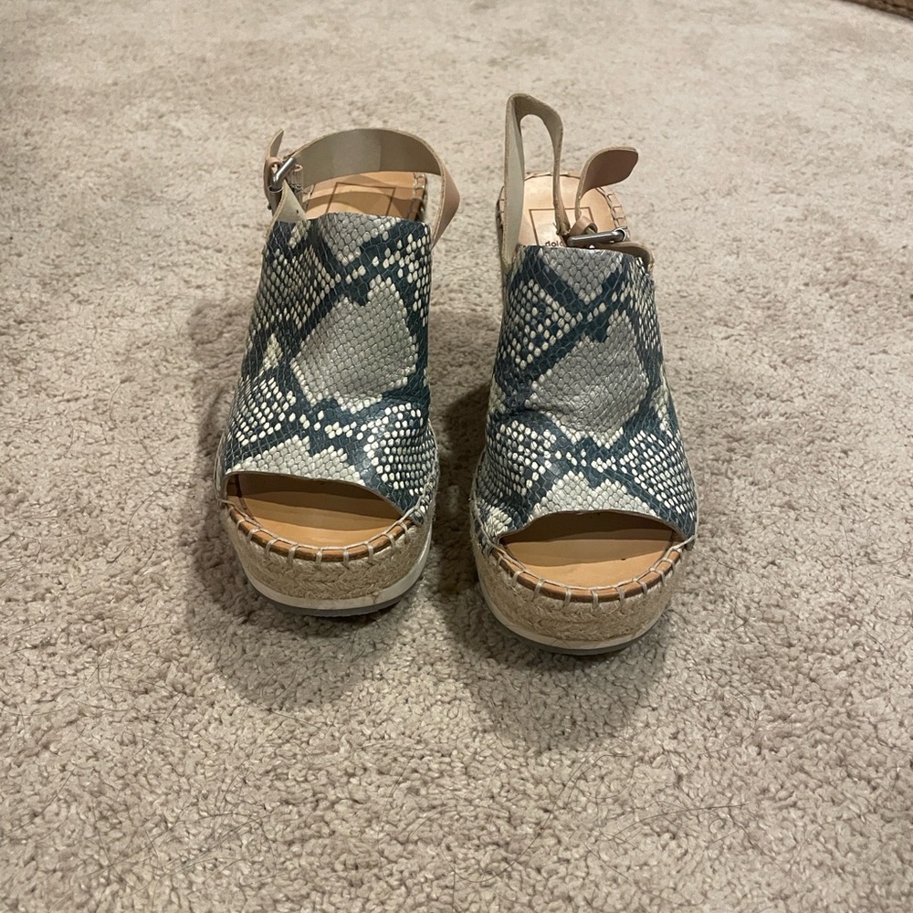 Dolce Vita Blue Snake Print Espadrille Wedges